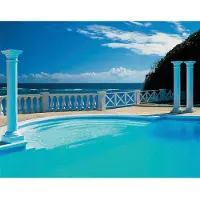 Papermoon Fototapete "Pool View", bunt, B:2,5m L:1,86m, Vlies, Tapeten, Fototapete