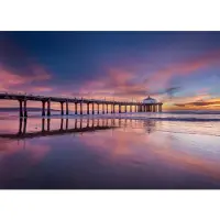 Papermoon Fototapete "Pier at Sunset", bunt, B:2m L:1,49m, Vlies, Tapeten, Fototapete