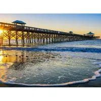 Papermoon Fototapete "Folly Pier Winter Sunrise", bunt, B:3,5m L:2,6m, Vlies, Tapeten, Fototapete