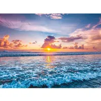 Papermoon Fototapete "Ocean Sunset Beach", bunt, B:3,5m L:2,6m, Vlies, Tapeten, Fototapete