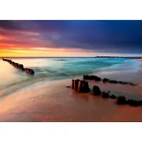 Papermoon Fototapete "Baltic Beach Sunrise", bunt, B:2,5m L:1,86m, Vlies, Tapeten, Fototapete