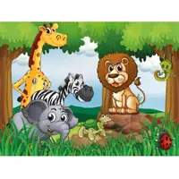 Papermoon Fototapete "Jungle Animals", bunt, B:5m L:2,8m, Vlies, Tapeten, Fototapete
