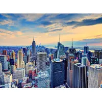 Papermoon Fototapete "Manhattan at Dusk", bunt, B:5m L:2,8m, Vlies, Tapeten, Fototapete