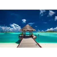 Papermoon Fototapete "Boat Jetty Maldives", bunt, B:2,5m L:1,86m, Vlies, Tapeten, Fototapete