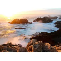 Papermoon Fototapete "Sunset on Big Sur Coast", bunt, B:3,5m L:2,6m, Vlies, Tapeten, Fototapete