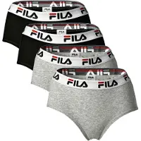 FILA Damen Hipster - 4er Pack Slip, Logo-Bund, Cotton Stretch, einfarbig