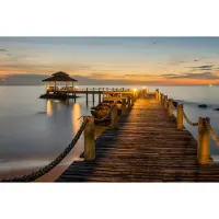 Papermoon Fototapete "Wooded bridge pier between sunset", bunt, B:2m L:1,49m, Vlies, Tapeten, Fototapete