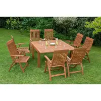 Merxx 9tlg. Comodoro Gartenmöbelset - 8 Sessel, 1 Tisch - Farbe: braun - Maße: Sessel:63x62x110 + Tisch: 100/150x150x74; 8x 25000-011 1x 25921-011
