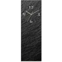 ARTland Glas Wanduhr Funkzuhr - silberne Zeiger Schieferoptik Größe: 20x60 cm