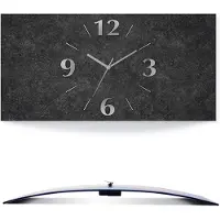 ARTland Wanduhr, gebogen Funkzuhr - silberne Zeiger Granitoptik Größe: 60x30 cm