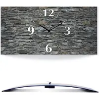 ARTland Wanduhr, gebogen Funkuhr - schwarzer Zeiger Schiefermauer Größe: 50x25 cm