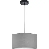 Fischer Leuchten Pendelleuchte, Metall schwarz, Leinen grau, H 150 cm