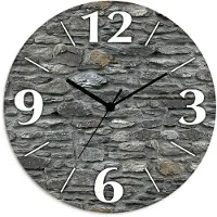 ARTland Glas Wanduhr Funkuhr - schwarzer Zeiger Schiefermauer Größe: 30x30 cm