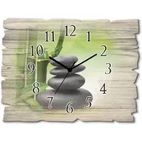 ARTland Holz Wanduhr Quarzuhr - schwarzer Zeiger Spa Konzept Zen Basaltsteine Größe: 40x30 cm