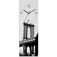 ARTland Glas Wanduhr Quarzuhr - schwarzer Zeiger Dumbo Manhattan Bridge New York Größe: 20x60 cm