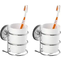Wenko 2 Zahnputzbecherhalter Milazzo silber