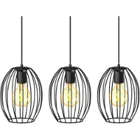 B.K.Licht Hängelampe - E27 Fassung, retro, 3-flammig, max. 60W, Drahtgestell, schwarz