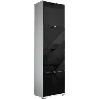 Germania Schuhschrank "COLORADO", schwarz-weiß (weiß, schwarz hochglanz), B:53cm H:174cm T:30cm, Schränke, Schuhschrank
