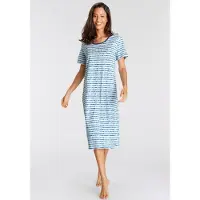 Vivance Nachthemd mehrfarbig Gr. 32/34 für Damen. Rundhals und Druck. Lässig Geschnitten. Nachhaltig.