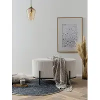 SalesFever Polsterhocker modern 80 cm mit Metallgestell und Cord-Optik Bezug in Beige | Gr.: onesize