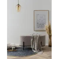 SalesFever Polsterhocker modern 80 cm mit Metallgestell und Bouclé-Stoff in Taupe | Gr.: onesize