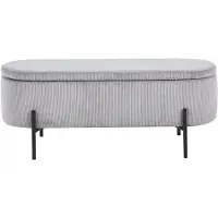 SalesFever Bettbank mit Stauraumfunktion | aufklappbar | Bezug Cord-Stoff | Metallgestell | B 110 x T 40 x H 44 cm | hellgrau ‚Äì schwarz