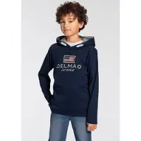 DELMAO Kapuzenshirt "für Jungen" Langarm, Basic-Passform, bedruckt, aus Baumwolle