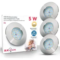 B.K.Licht 3x LED Einbaustrahler ultra-flach Badzimmer IP44 Decken-Spot Einbau-Leuchte GU10