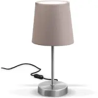 B.K.Licht Nachttischlampe mit Kabelschalter, E14 Fassung, Lampenschirm aus Stoff, Tischlampe, Lampe, Schreibtischlampe, Tischleuchte, Bürolampe,30,8x10cm, Taupe