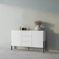 IMS Helvetia Sideboard "Jukon, Breite 150 bzw.180 cm, moderne grifflose Kommode", weiß, B:150cm H:90cm T:40cm, Sideboards, Sideboard, Schubladenschrank 2 Türen/3 Schubkästen, push-to-open-Funktion
