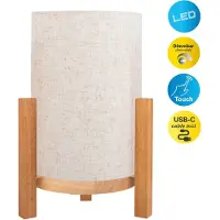 Näve LED Tischlampe Madita, dimmbar, Holz hell, für Wohn- / Esszimmer, Holz, LED Tischlampe