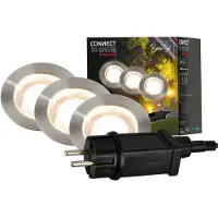 Briloner Connect to Shine 3er Set Bodeneinbauleuchten, Starterset, mit Bodenhülse, IP67 Wasserfest, Warmweißes Licht, silberfarbig, 4,5 x 6,6 cm