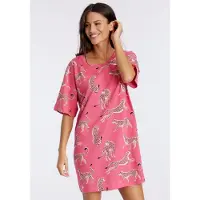 Vivance Sleepshirt mehrfarbig Gr. 32/34 für Damen. Rundhals und Allover-Druck, Print. Loose Fit. Nachhaltig.