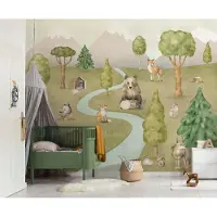 Komar Fototapete "Digitaldruck Vlies - Neighbor-wood Meetings - Größe 300 x 250 cm" bedruckt glatt Wohnzimmer, Schlafzimmer