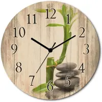 ARTland Holz Wanduhr Funkuhr - schwarzer Zeiger Spa Konzept Basaltsteine Größe: 30x30 cm