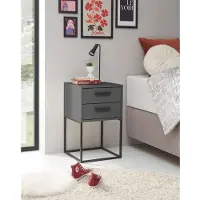 Die Möbelfundgrube Nachttisch mit Schubladen graphit 40 x 39 cm - SUNA