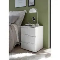 Die Möbelfundgrube Nachttisch weiß hochglanz 46 x 61 cm 3 Schubladen - SPICE