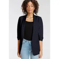 ONLY Kurzblazer "ONLELLA – Femininer Blazer mit 3/4-Ärmeln und Raffung" regular fit, casual, Web, Kunstfaser, V-Ausschnitt