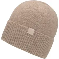 Chillouts Strickmütze "Riana Hat", Damen, braun (hellbraun), Feinstrick, Materialmix, meliert, Mützen Strickmütze, mit dezentem Markenlogo und breitem Umschlag