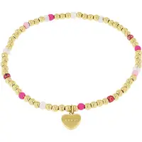 Amor Armband "Herz", pink (gelbgoldfarben, kristallweiß, pink, kristallweiß, pink), Armbänder, Damen, 17cm, Edelstahl, Armband, mit Glasstein, Stein (synth.)