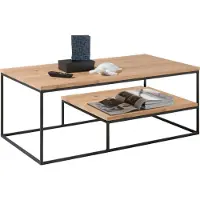 OTTO Couchtisch "Thore 2", braun (eiche, schwarz, schwarz, eiche), H:42cm, Tische, Couchtisch, Eiche Massiv, Tisch FSC-Zertifiziert