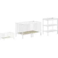 Vipack DINO Baby-/Junior Set best. aus Baby/Juniorbett und Wickelregal, Buche massiv - versch. Ausführungen - Weiß