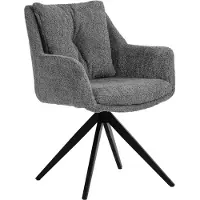SIT Möbel Armlehnstuhl | 360 Grad Drehfunktion | Bezug Boucléstoff | Gestell Metall | B 65,5 x T 66 x H 84,5 cm | grau – schwarz
