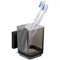 Wenko Vacuum-Loc Zahnputzbecher Mod. Quadro Schwarz Befestigen ohne Bohren