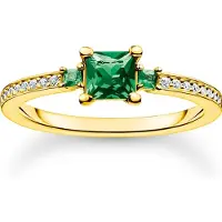 Thomas Sabo Ring mit grünen und weissen Steinen gold