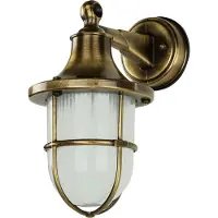 Licht-Erlebnisse Außenwandleuchte Messing rostfrei Schirm Riffelglas E27 Premium maritimer Stil Gartenleuchte Hauswand Balkon