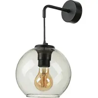 Licht-Erlebnisse Schwarze Wandleuchte Retro Glas Kugel Schirm elegant E27 VINCENTE Wandlampe Wohnzimmer Flur