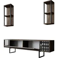 Skye Decor , Chrome Line - Walnut, Black, TV-Schränke, Nussbaum, 180 x 48 x 30 cm