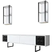 Skye Decor , Black Line - White, Black, TV-Schränke, Weiß, 180 x 48 x 30 cm