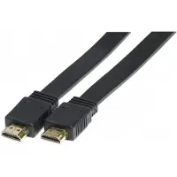 Exertis Connect High Speed HDMI Flachkabel, vergoldet, HDMI St. A / St. A, schwarz, 2,0 m flaches HDMI Kabel zur dis